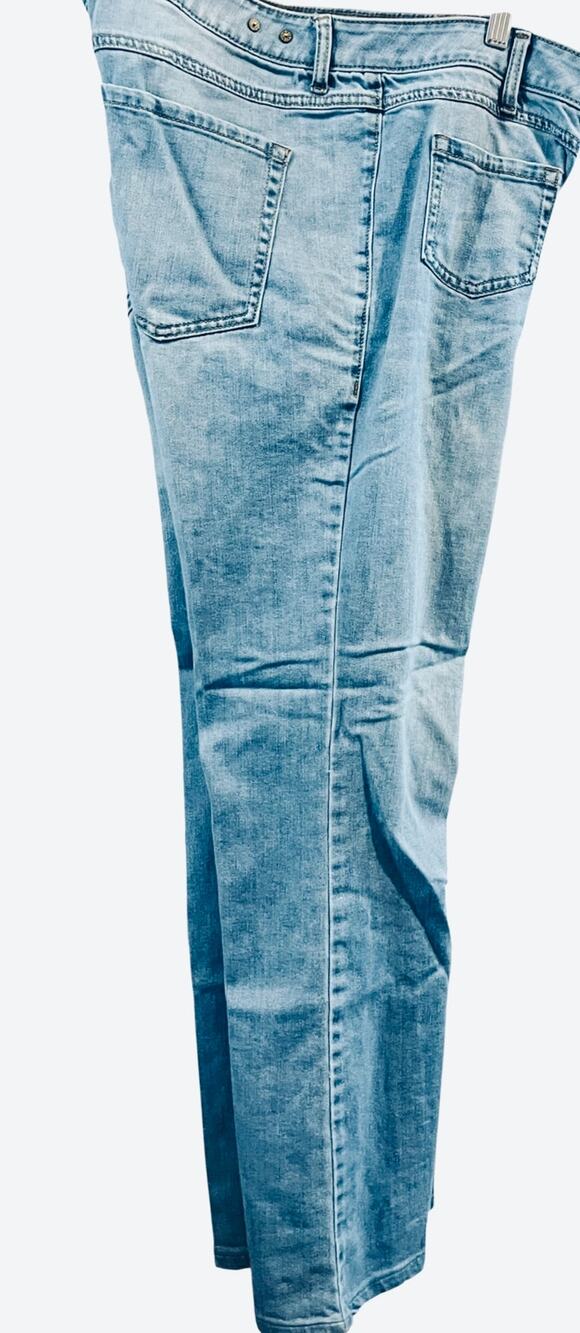CABI JEANS HI-RISE WIDE LEG JEANS, WOMENS, 14, DISTRESSED LIGHT DENIM BLUE